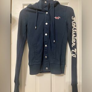 NWOT Hollister Snap-up Hoodie, Navy, Women’s XS.